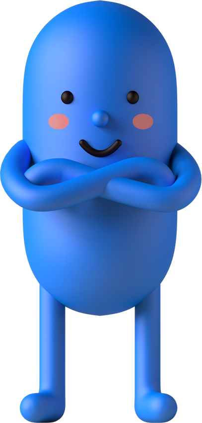 Confident Oval 3d Character Illustration